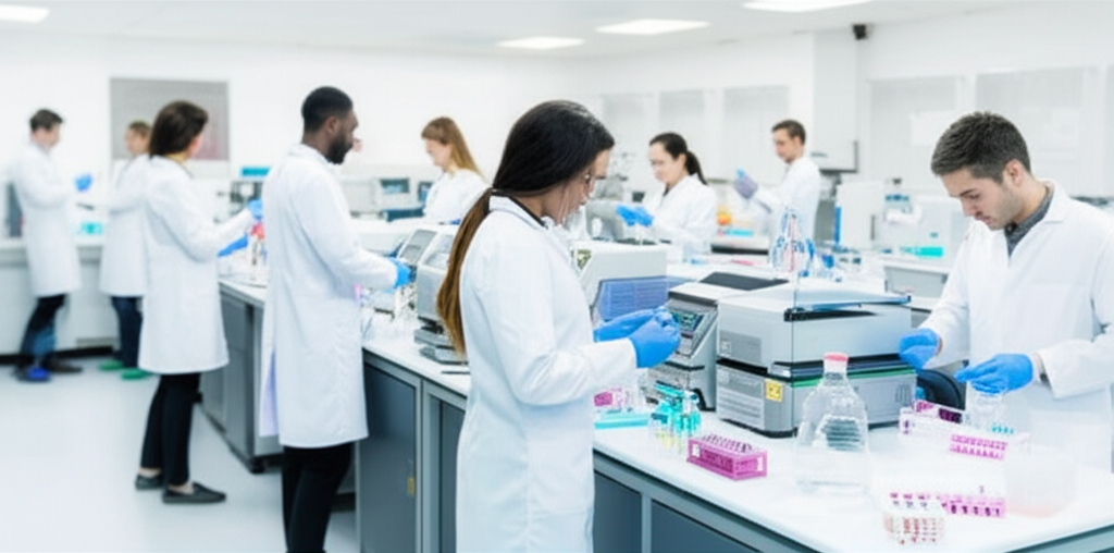 Expert medical team working in laboratory